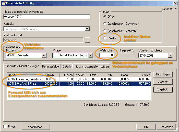 Screen Verkaufschance erstellen