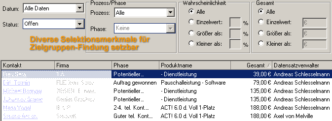 Screen Verkaufschancenliste